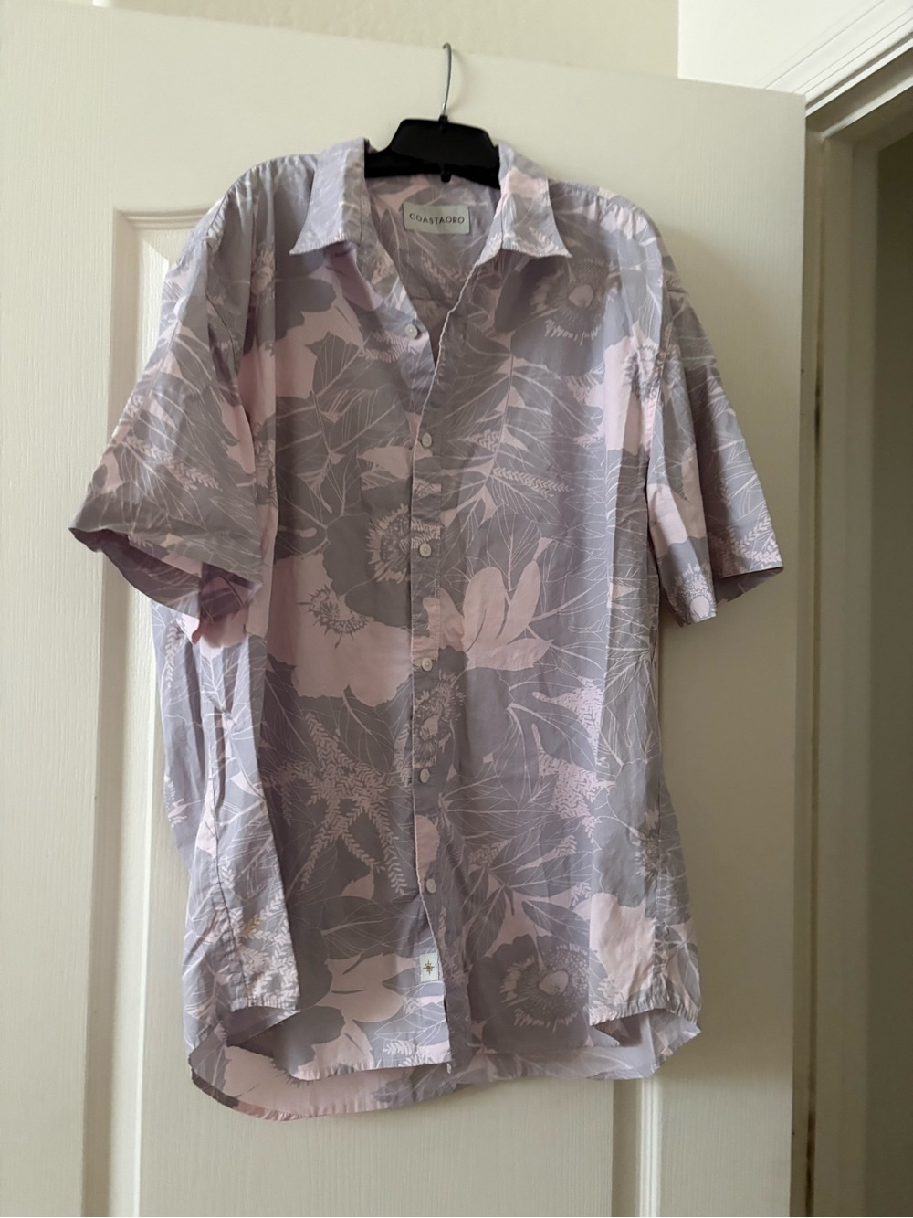Lavender Floral Short-Sleeve Button-Down Shirt
